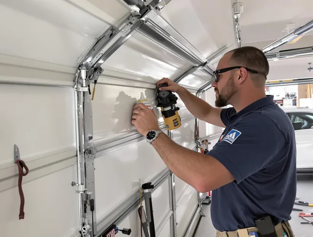 Norton Garage Door Repair technician quieting a noisy garage door in Norton