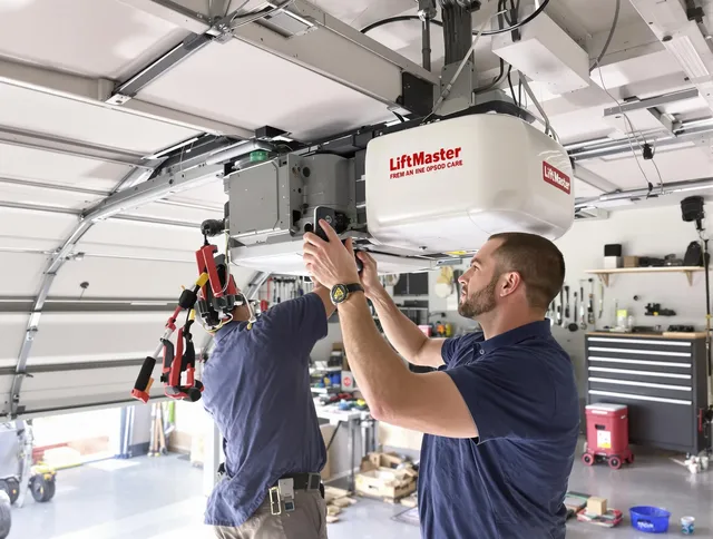 Norton Garage Door Repair technician performing advanced diagnostics on garage opener in Norton