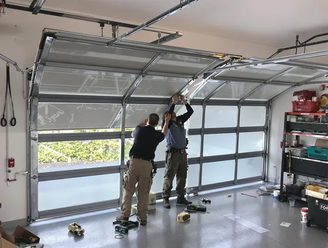 Norton Garage Door Repair expert performing precise panel replacement on Norton garage door
